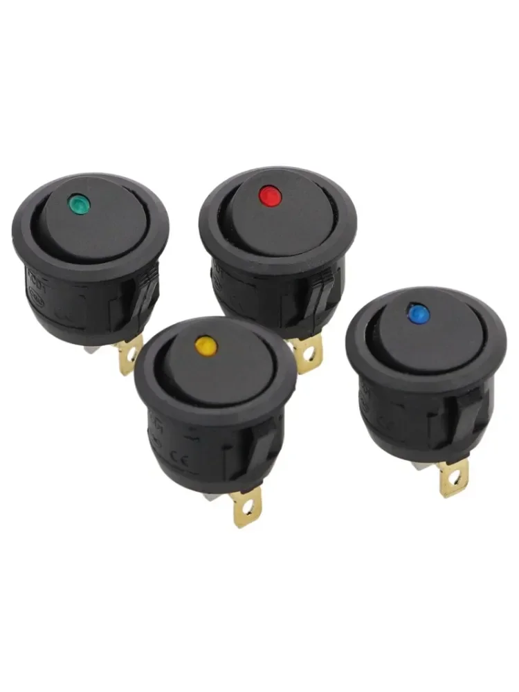10 sztuk ON/OFF 12V 220V 20mm okrągły przełącznik kołyskowy Dot wodoodporne światło LED luminescencyjne przełączniki dwupozycyjne 3Pin — zdjęcie 2