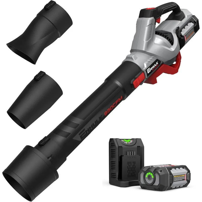 Leaf Blower Cordless, Enhulk 58V Powerful Blower, 930 CFM Max. Brushless Motor, Cruise Control, Turbo Variable-Speeds