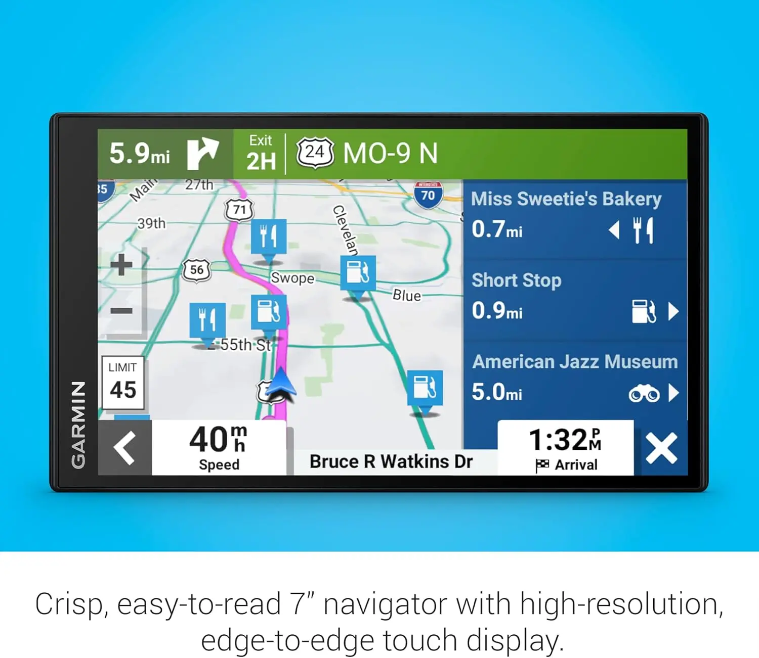 DriveSmart 76, 7-inch Car GPS Navigator with Bright, Crisp High-resolution Maps and Garmin Voice Assist