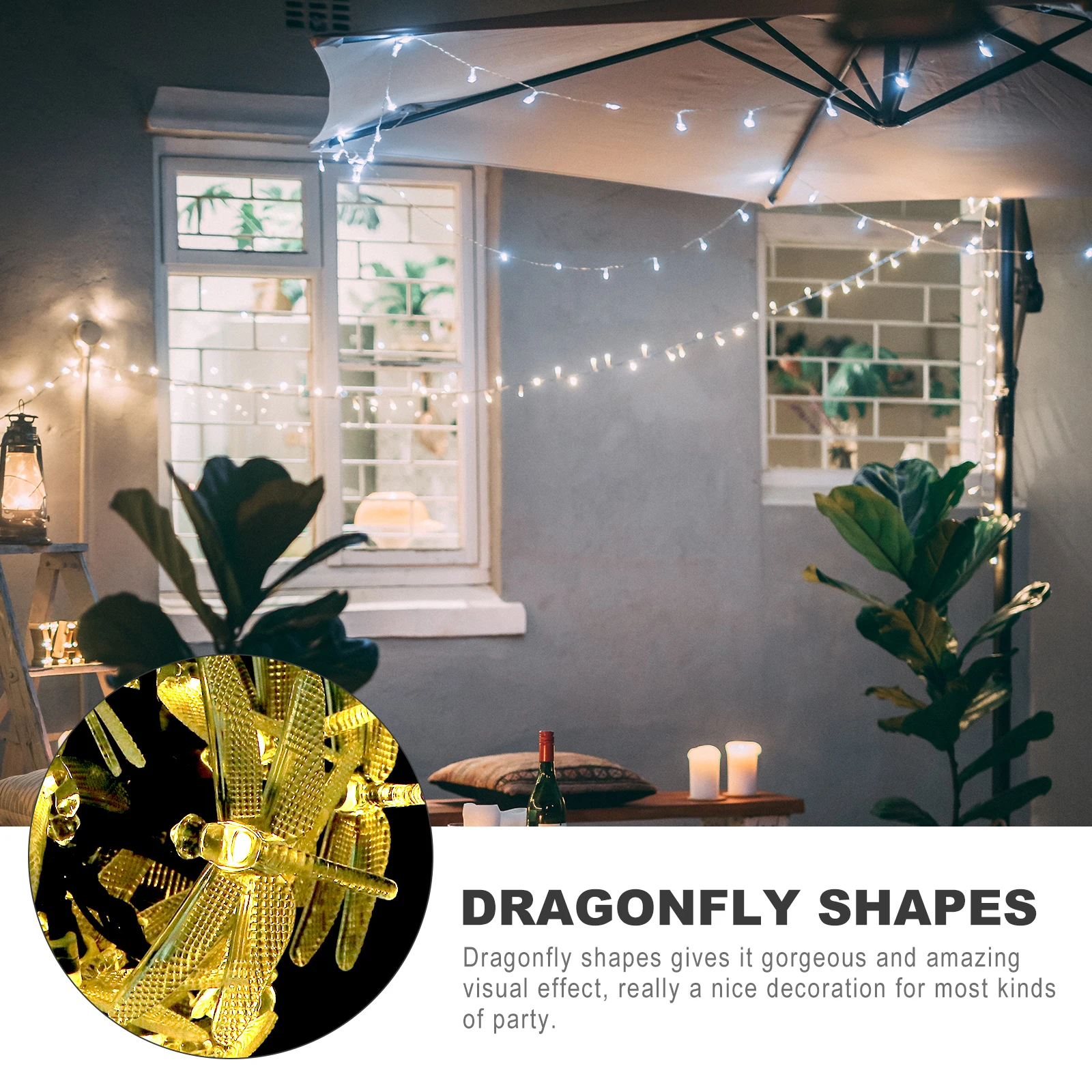 

Solar String Lights Dragonfly Lamps Indoor and Outdoor Waterproof Fairy Lighting Decoration for Garden Patio(Warm White)
