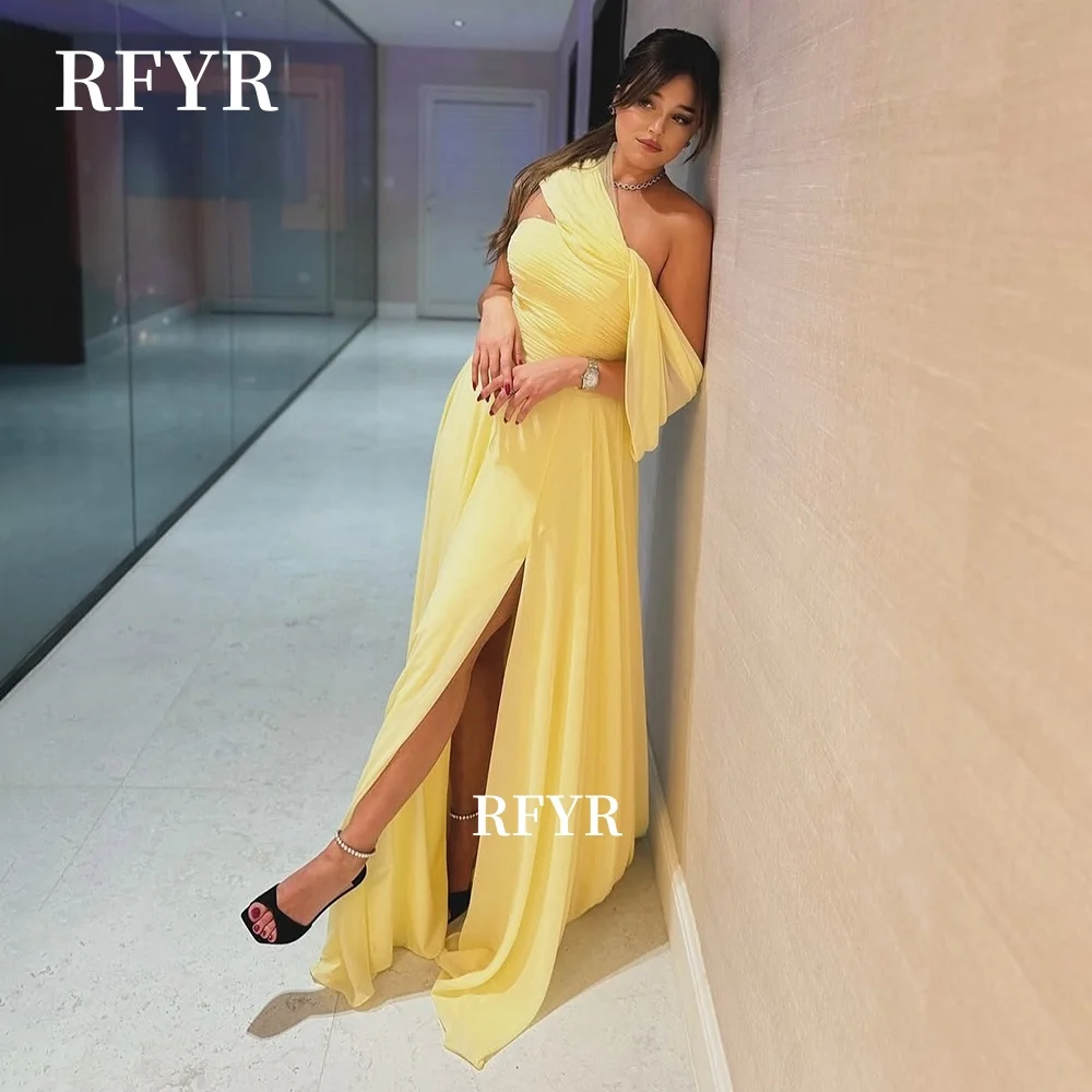 

RFYR платье для выпускного вечера на одно плечо, шифоновое платье принцессы с открытыми плечами, плиссированное вечернее платье для арабских женщин по индивидуальному заказу