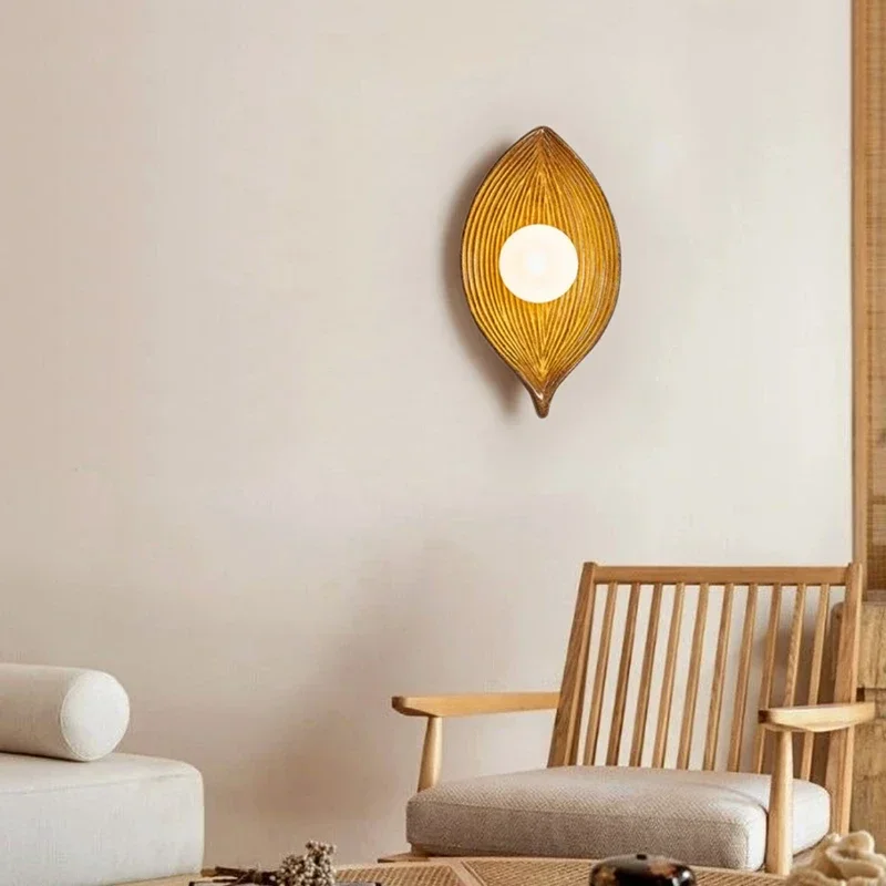 

SANDYHA Nordic Resin Blade Wall Lamp Led Light for Bedroom Living Room Study Glass Lampshade Decoration Lighting Fixtures