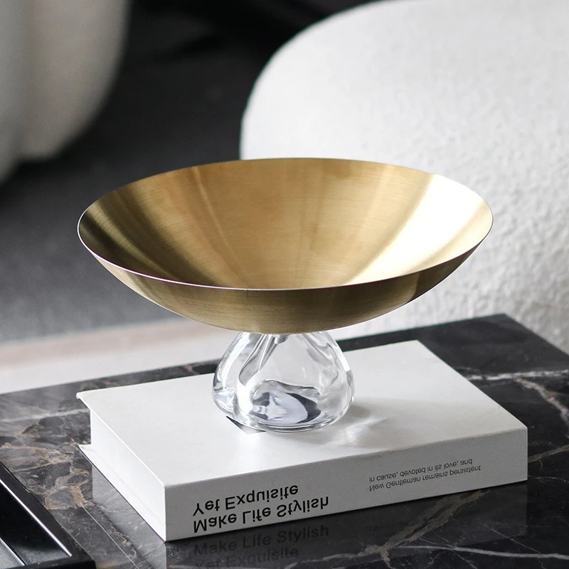 

Поднос из нержавеющей стали с прозрачным стеклянным основанием, тарелка для фруктов, настольный контейнер для хранения, кухонный органайзер, декоративный поднос