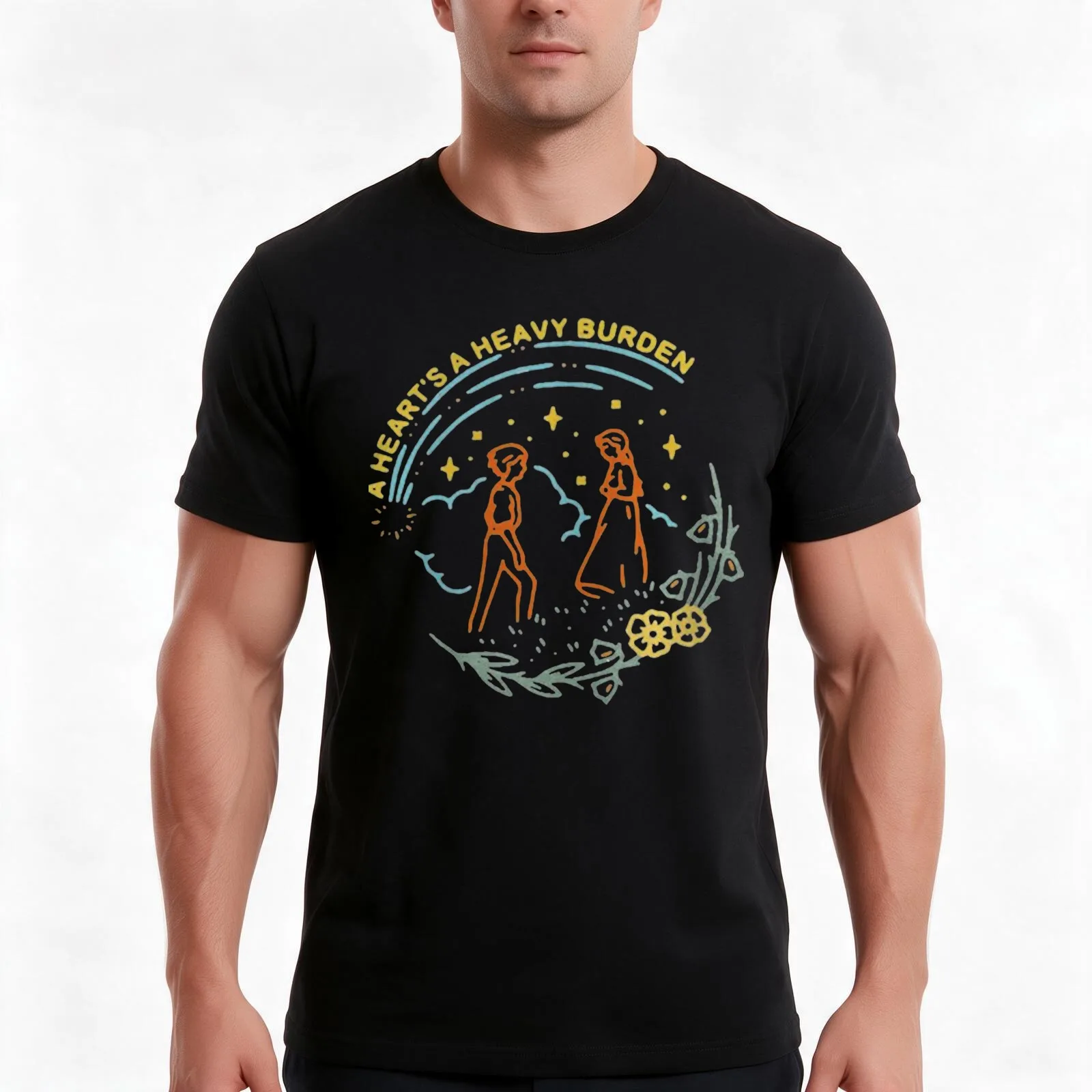 A HEARTS A HEAVY BURDEN T-Shirt Summer Casual Cotton Tee Oversized Streetwear Tops Vintage Graphic Print Unisex Men Women