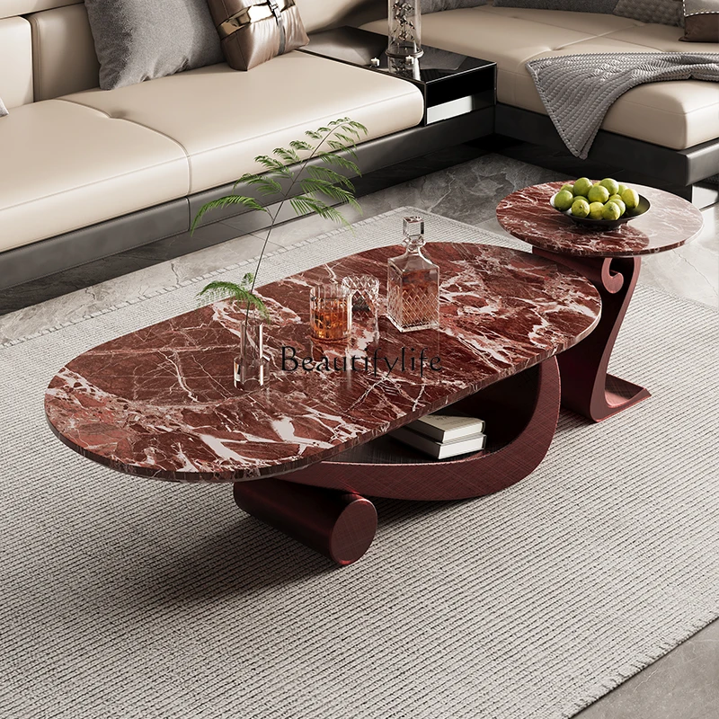 

yj32 Italian living room marble coffee table modern simple high-end pure natural luxury stone