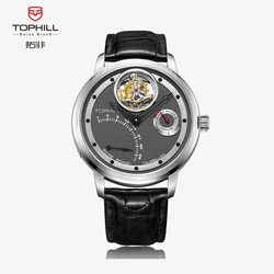 TOPHILL Tourbillon Swiss Crocodile Strap Waterproof Stainless Steel Sapphire Crystal Automatic Mechanical Watch for Man TU009G