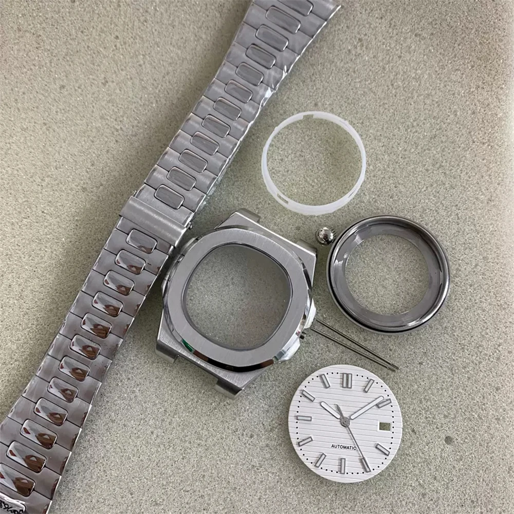 NH35 Sapphire Glass Watch Case, 41mm Stainless Steel Case Strap Dial Hands Kit for NH35 NH36 Movement