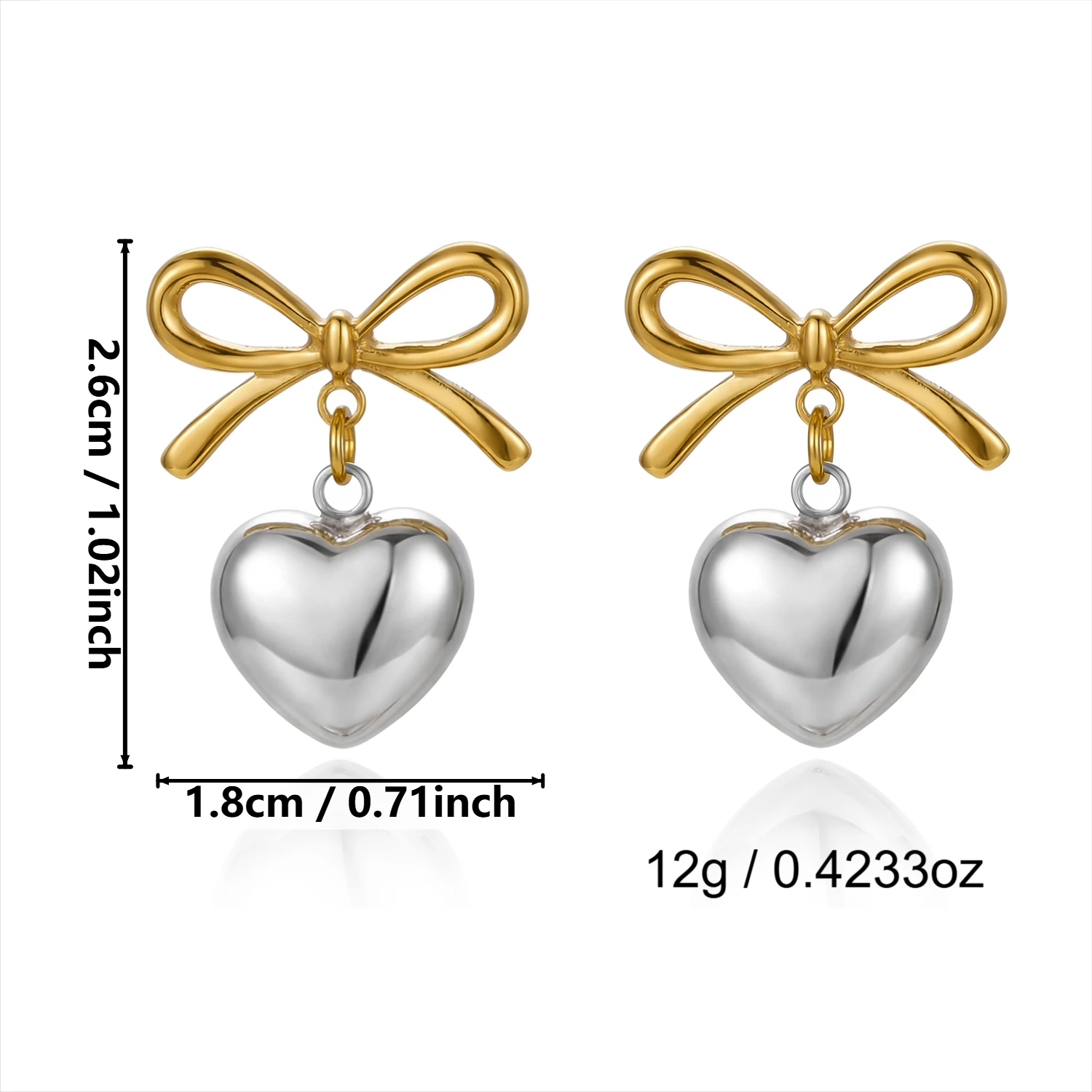 Wasserdichte Edelstahl-Bogenherz-Anhänger-Ohrringe für Frauen Romantische Imitationsperlen-Tropfenohrringe Party-Schmuck Geschenke – Detail 8