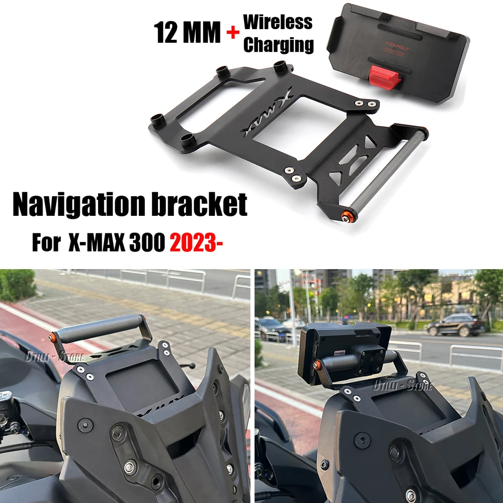 

Motorcycle 12/22mm GPS Mount Mobile Phone Wireless Charging Holder Stand Bracket For Yamaha XMAX300 XMAX X-Max 300 X-MAX300 2023