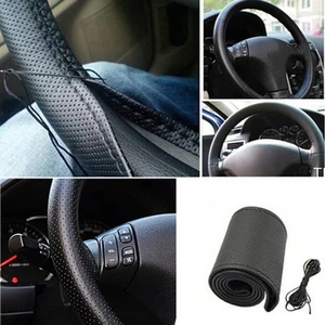 Artificial leather car steering wheel lid, needles and thread braid, soft texture auto accessories, 3 colors, suite 3 12 Main sales lining steering wheel - №2