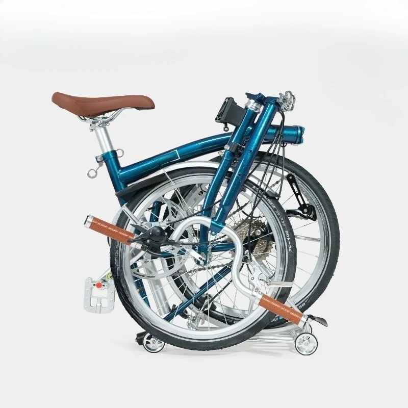 

Electric Blue Three-fold Bicycle Adult Ultra-light Portable Retro 9-speed 20-inch