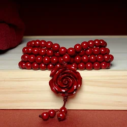 Simple and elegant pendant necklace, cinnabar rose pendant necklace, men's and women's necklaces, cinnabar lucky necklace