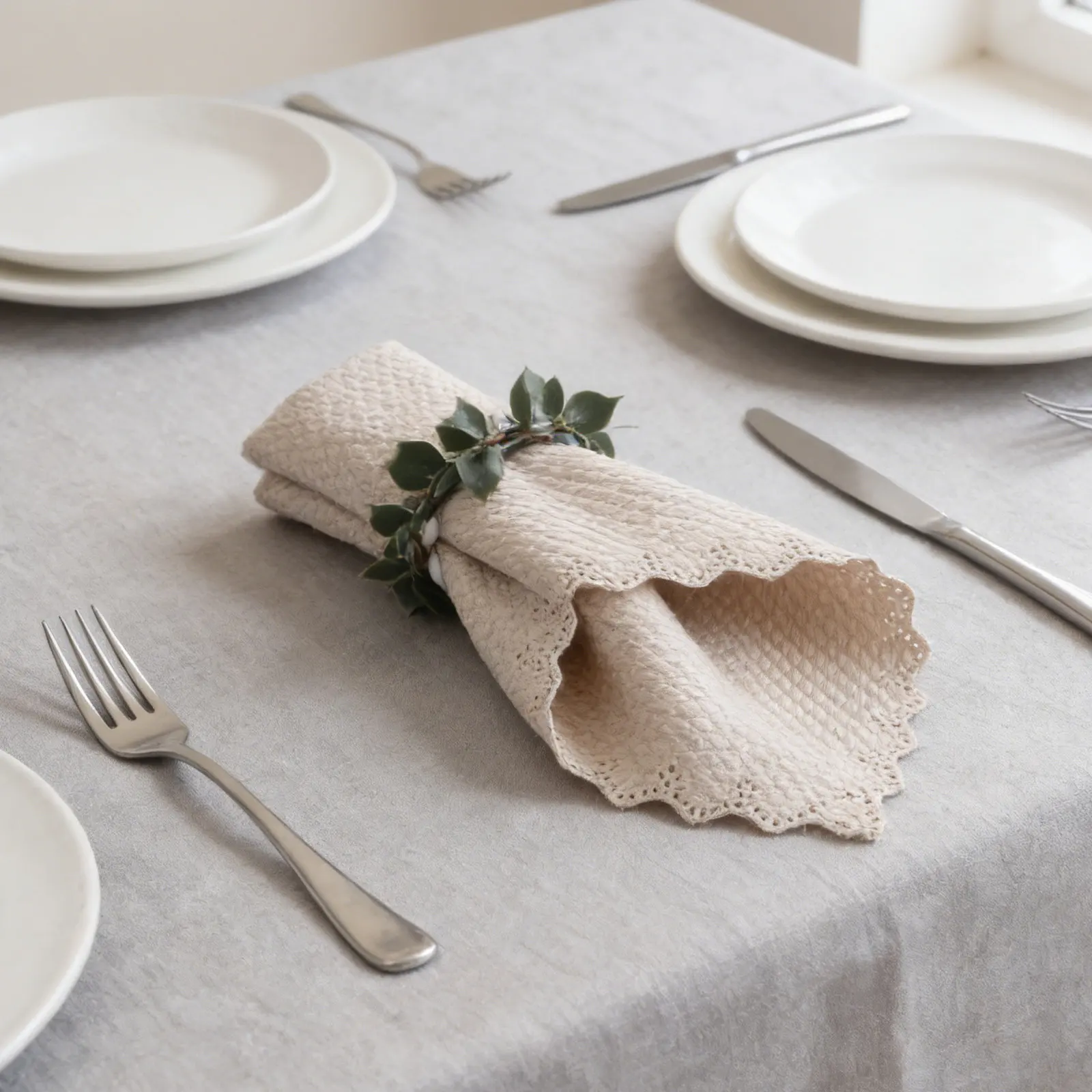 12Pcs Napkin Rings Greenery Set Faux Green Leaf Napkin Holders Rustic Table Decor for Valentine's Day Holiday Banquet Dinner