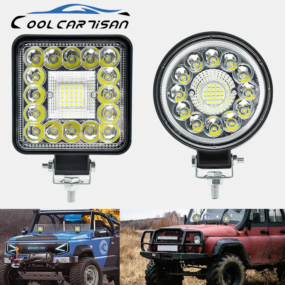 Auto Work Light 99W 123W Led Light Round Square LED Offroad LED Bar 4 Inch Spot Flood Fog Lamp12V 24V Off Road 4x4 1/2/4pcs