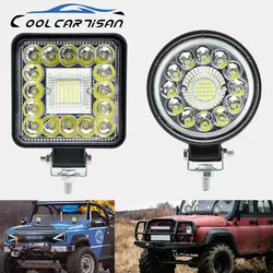 Luz Led de trabajo para coche, barra redonda y cuadrada de 4 pulgadas, foco antiniebla de inundación, 12V, 24V, 4x4, 1/2/4 piezas, 99W, 123W