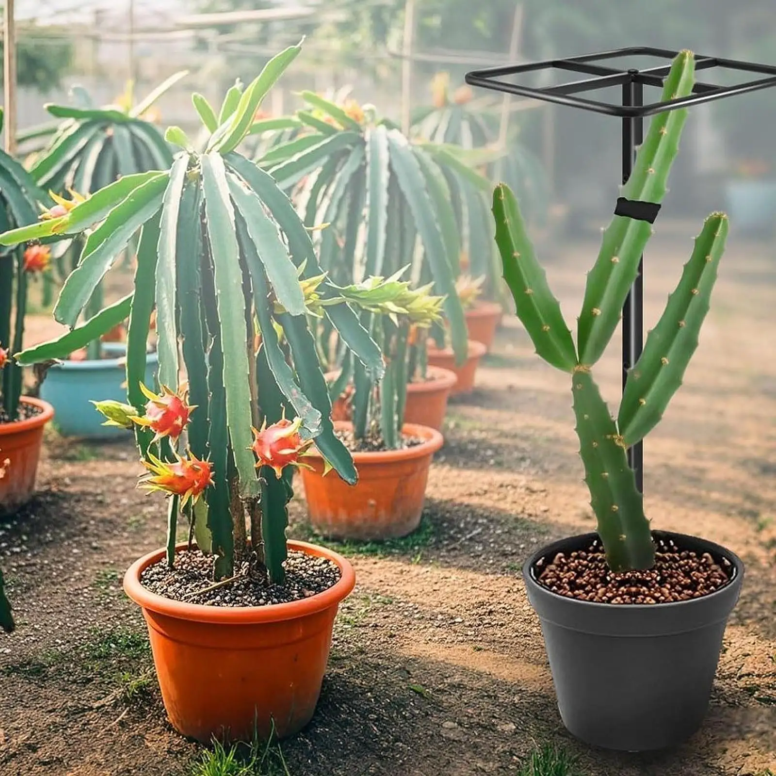 Metal Dragon Fruit Trellis Heavy Duty Stable Dragon Adjustable Plant Support for Indoor Outdoor