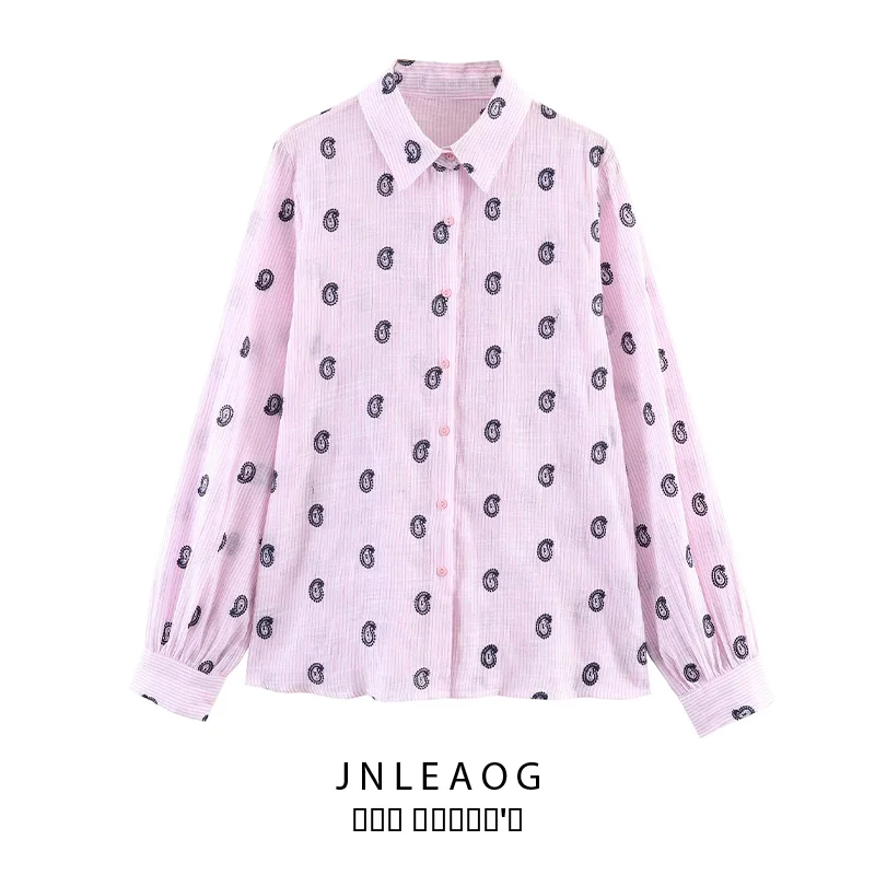 

Модная повседневная свободная рубашка с воротником для женщин, осенняя новинка JNLEAOG, универсальная деловая рубашка из полиэстера с длинным рукавом