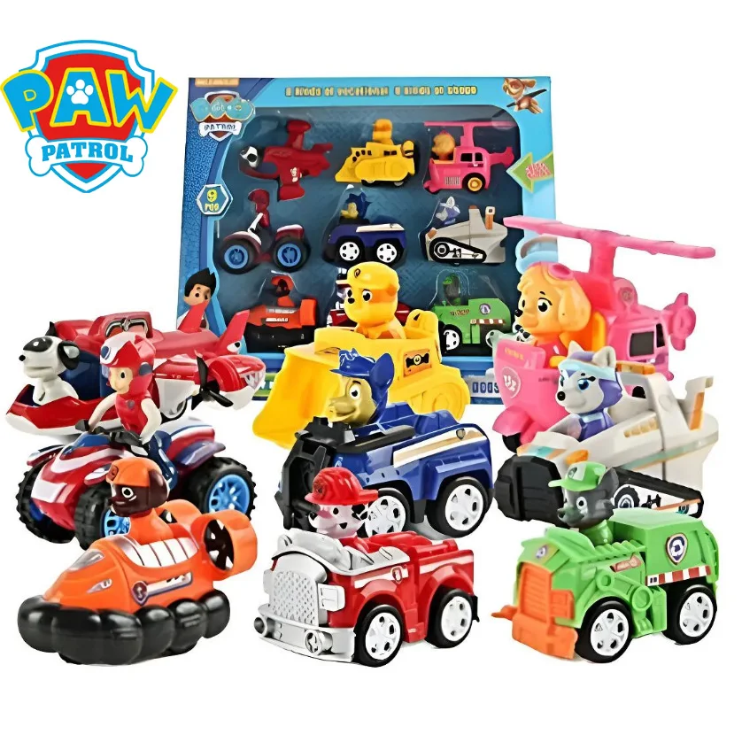 Set de 9 Autos de Fricción de Patrulla Canina con Figuras Extraíbles - Nuevo Producto Patrulla Canina - 9 Autos de Fricción con Personajes