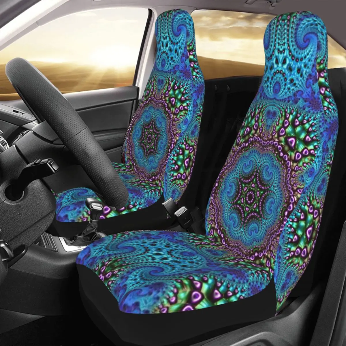

Mandala Car Seat Cover Custom Printing Universal Front Protector Accessories Cushion Set