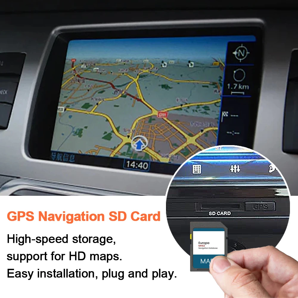 بطاقة Sat Navi SD لأودي Q2/Q5/A3/A4/A5/S3/S4/S5 2015-2020 MHS2 بطاقة تفعيل الملاحة GPS بطاقة خريطة أوروبا 16 جيجابايت تحديث 2024