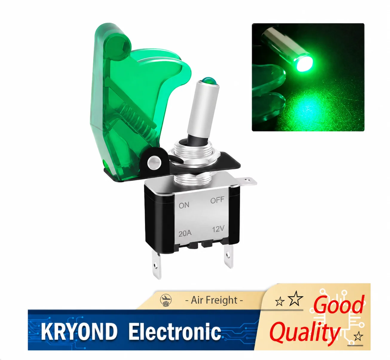 1pcs LED Multi-Color Lighting Toggle Switch 12 V 3-pin 20 A Heavy-Duty Control Lever With Safety Cover Protection
