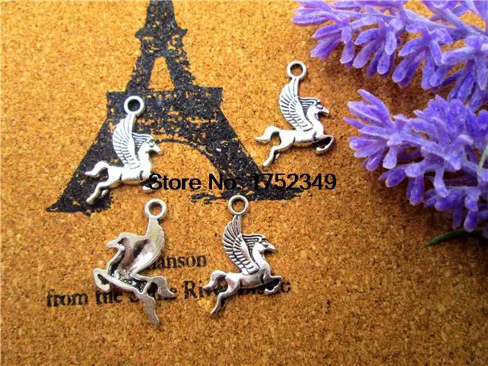 150pcs--17x15mm Pegasus  Antique Tibetan Silver Lovely Flying Horse Charm Pendant