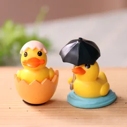 4 Style Cartoon Wooden Barrel Duckling Micro Landscape Decoration Umbrella Yellow Duck Desk Ornament Decorations