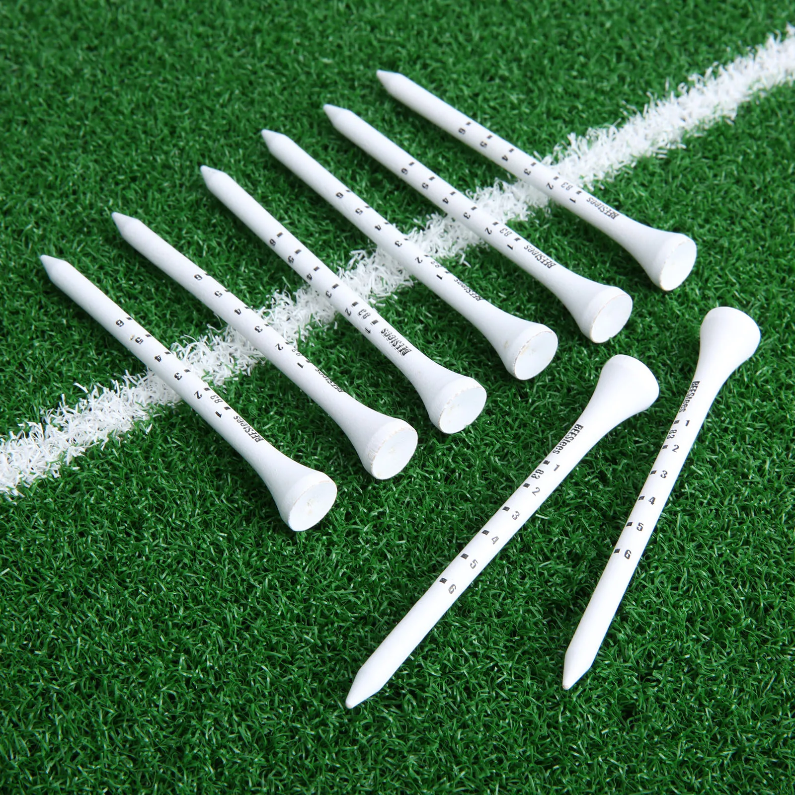 gohantee Professional 50 Pcs Golf Tees 83mm White Golf Wood Tees With Deep Mark For Irons Hitting Golf Practice Accessories