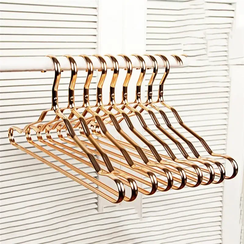 Alumínio Alloy Clothing Hanger, dourado, durável revestimento doméstico suprimentos, organizador para adultos e crianças, 5 pcs, 10pcs