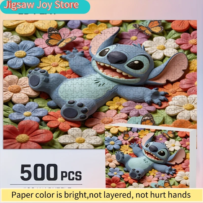 

2D Flat, Disney Stitch and Mickey Mouse 2D Flat Printed Home Decor Puzzle, , an Educational Challenge for Adults, a Fun Game f