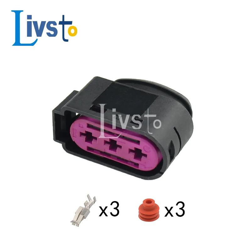 2 Sets 3 Pin  Female 1J0 937 773 Car Fuse Box Plug Sealed Waterproof Auto Wire Harness Connector 1J0937773 For VW Audi