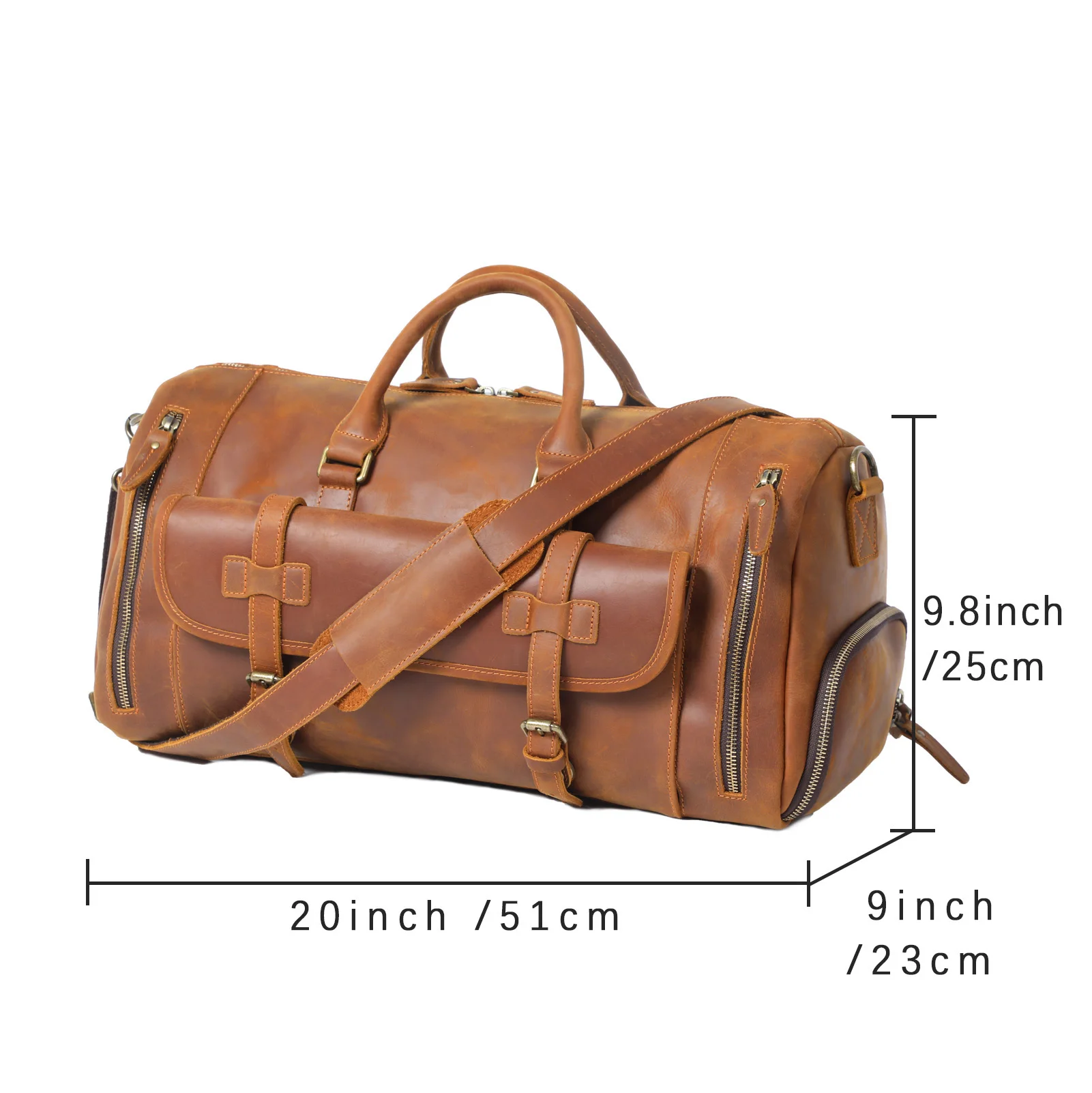 S.WORKER Echtleder-Reisetasche Klassische Vintage Vollnarbenleder-Reisetasche Wochenendtasche Sporttasche Handtasche – Detail 3