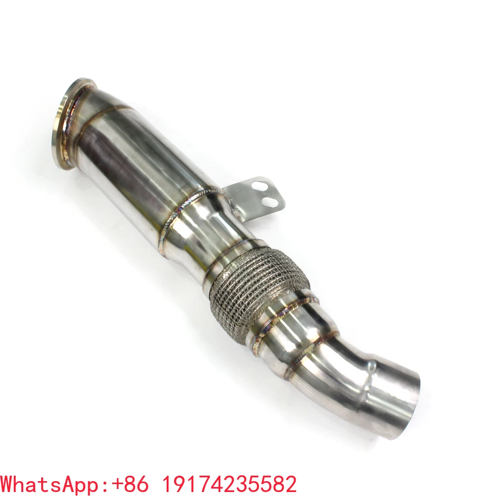 Tubo frontal de escapamento SS304 de alto desempenho, superfície polida, tubo de escapamento de gato de alto fluxo para BMW M140i B58 B30