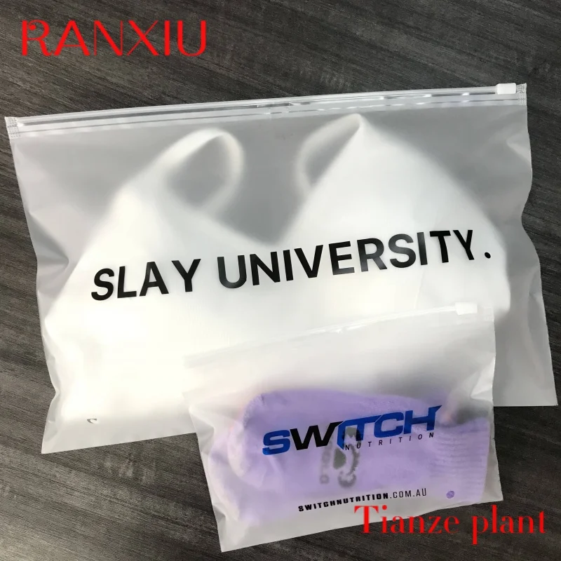 Custom Hot Selling Eco friendly Zipper Resealable Clothes Packaging Frosted Plastic Ziplock Bag