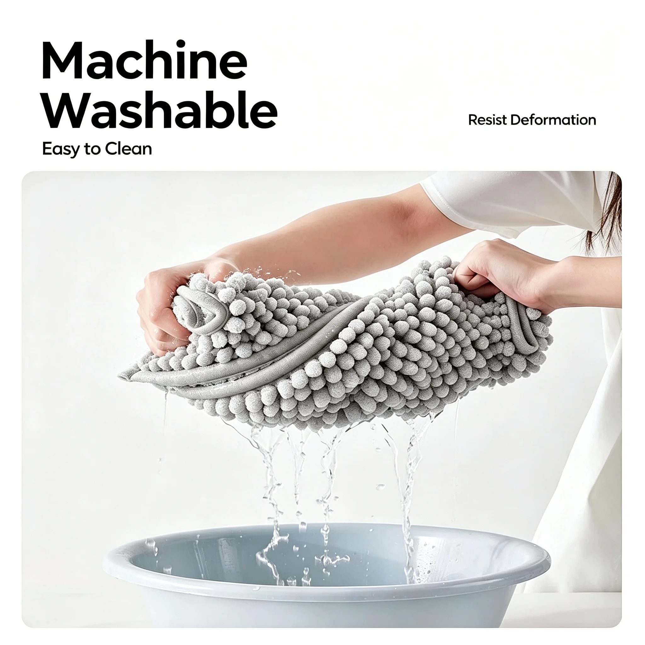 Chenille Bath Mat 50×80cm, Non Slip Super Absorbent Bathroom Rug, Soft Plush Quick Dry Shower Floor Mat, Machine Washable for Bathroom Tub