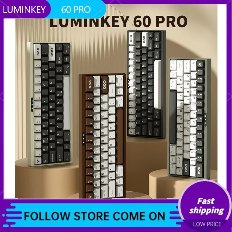 Luminkey 60pro Mechanical Keyboard Customized 2.4g Wireless/Bluetooth Keyboard 3mode Hot Swappable For Pc Windows MacOS Gift