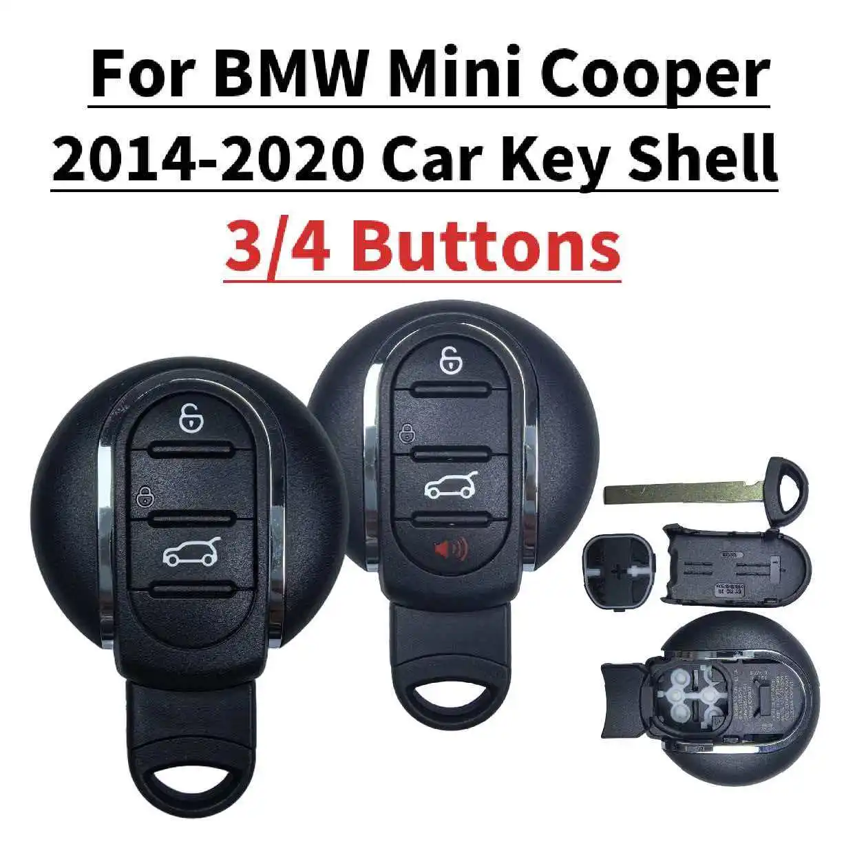 3/4Buttons Shell for BMW Mini Cooper 2014 2015 2016 2017 2018 2019 2020 Auto Smart Remote Control Key Shell Fob NBGIDGNG1 byKeys