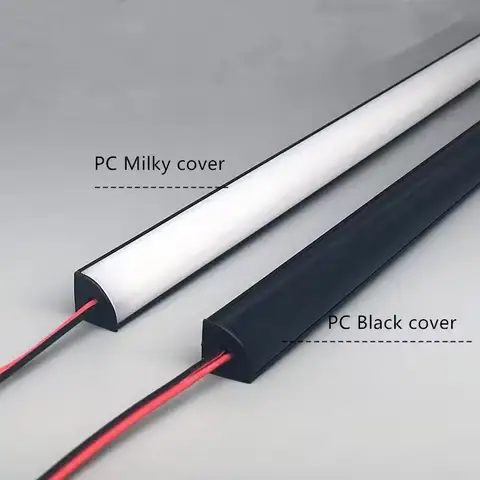 Barra de led super brilhante de alumínio, perfil preto, 36leds, dc12v, 50cm, tira rígida para interior de casa, teto, parede, canto, tira de led