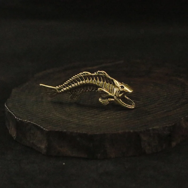 

Brass Keychain Creative Fish Bone Pendant DIY Car Key Ornament