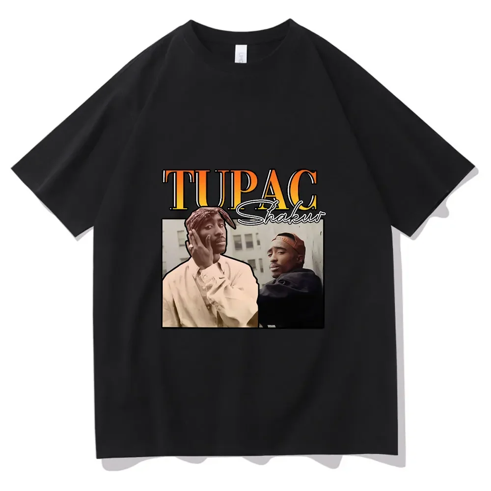 Camiseta con estampado gráfico de rapero Tupac para hombre y mujer, ropa informal de manga corta, estilo Hip Hop, Y2K, Harajuku