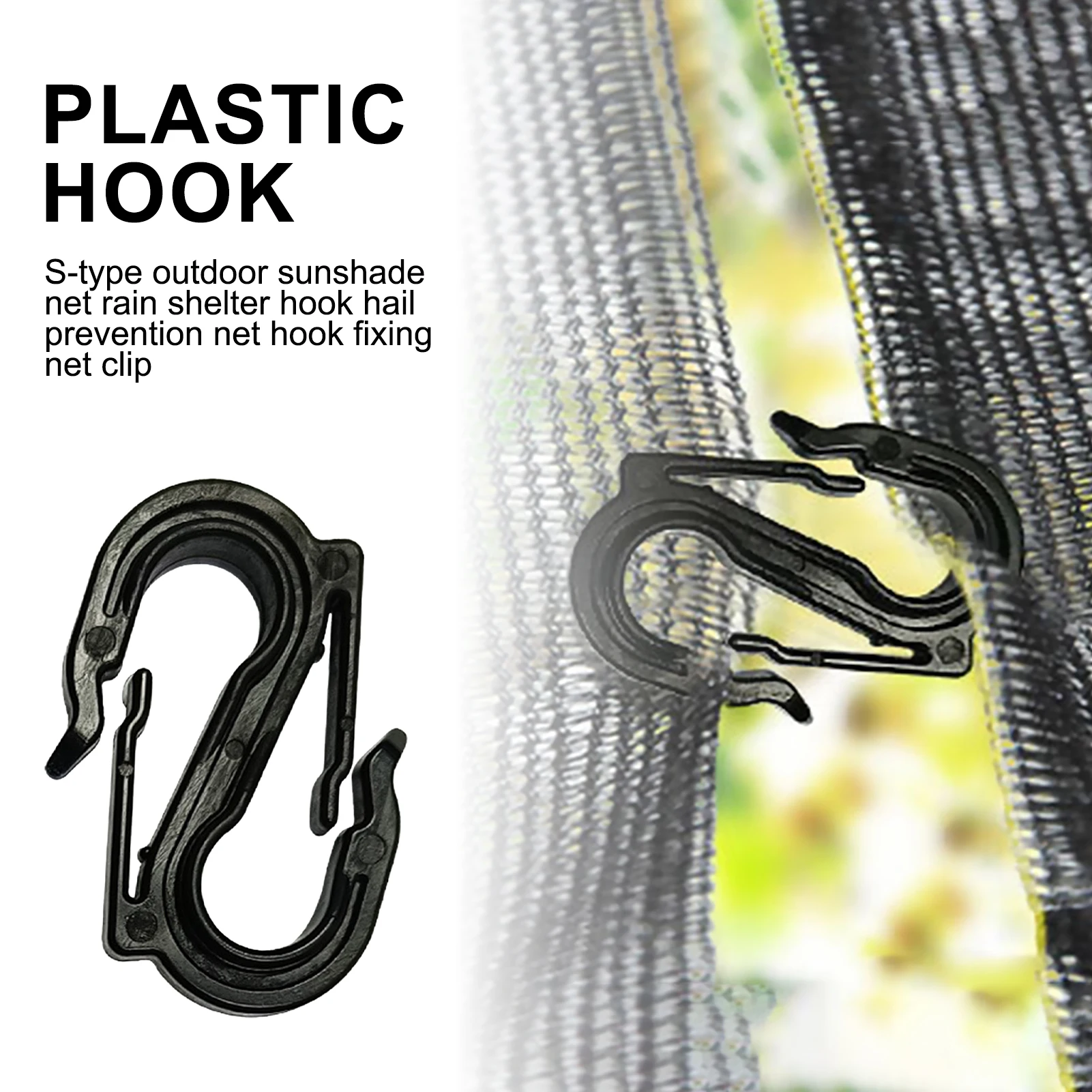 Shade Cloth Clips Shade Fabric Clamps Accessories S-shape Plastic Hooks Vegetable Greenhouse Hooks Home Gardening Supplies