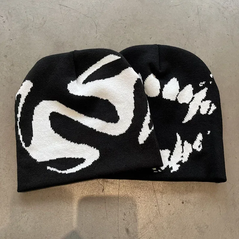 Kobiety Czapka Knitting Beanies Goth Tooth Caps Men Y2k Streetwear Winter Fashion Pullover Kpop Harajuku Vintage Warm Hip Hop Unisex