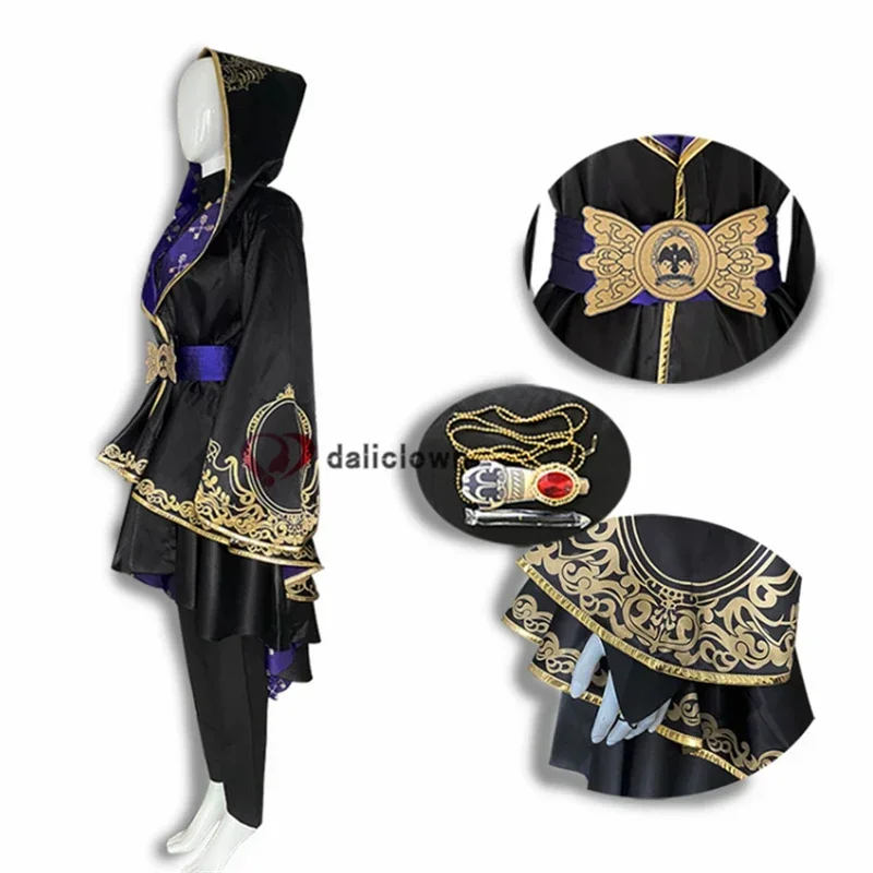 Jogo torcido país das maravilhas cosplay traje enigma preto fantasia vestido feminino uniforme roupa festa purim trajes de carnaval mn8