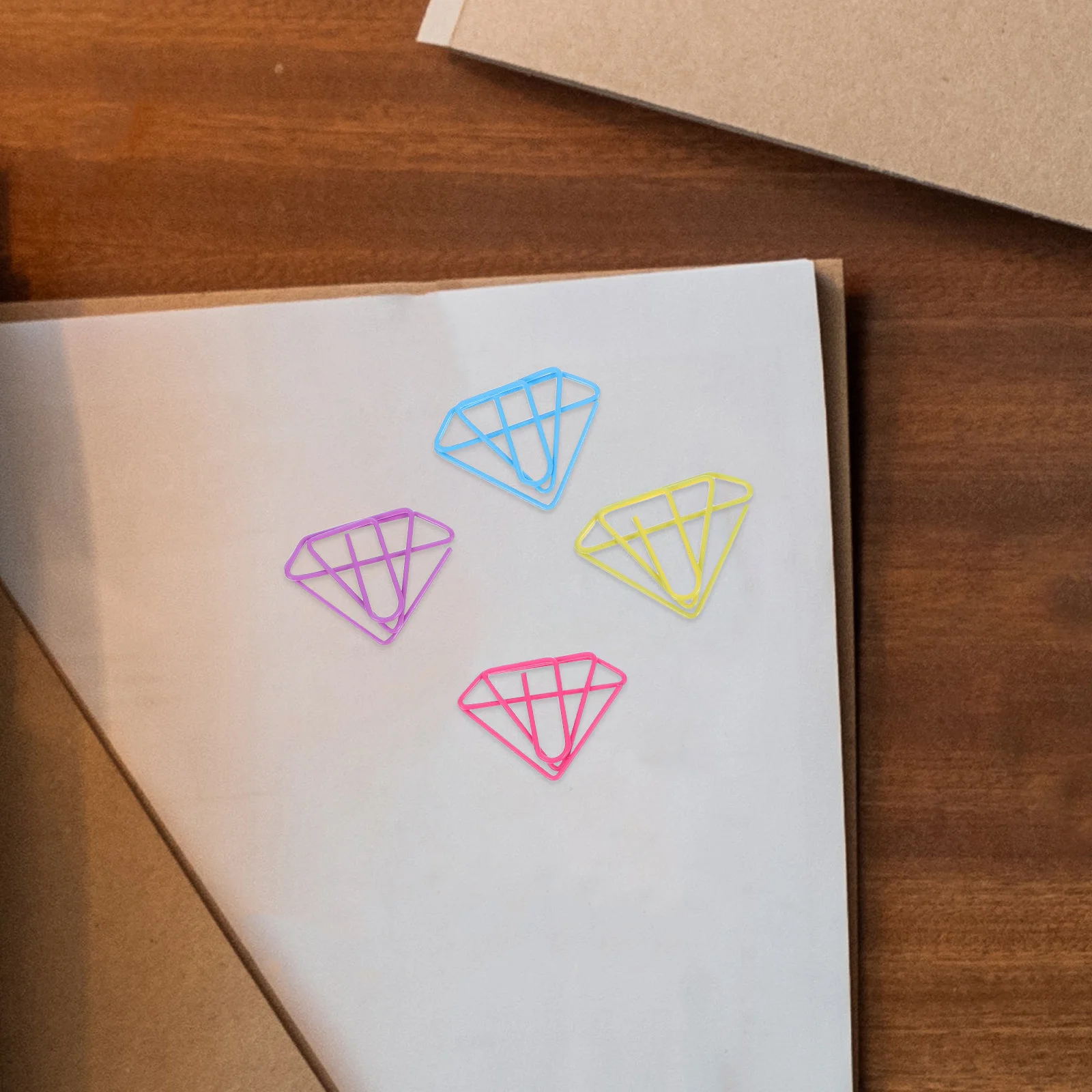 

60Pcs Decorative Metal Paperclips Diamond Shape Clips for Office School Home Document Organization Bookmark Paperclip Stationery