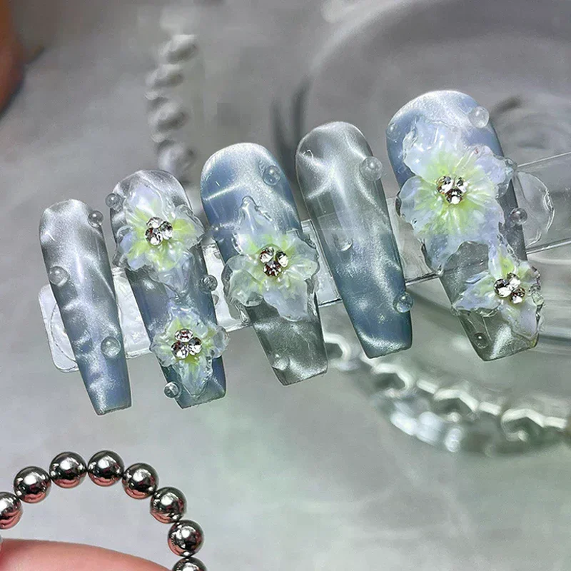 /YOV/Art Round Magnet Beads Ice Flower Cat's Eye Strong Magnet Nail Art 10pcs Nail