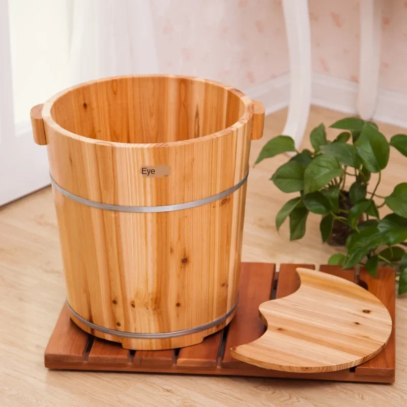 

High fir foot bath barrel foot bath barrel footbath wooden barrel foot bath tub home with lid