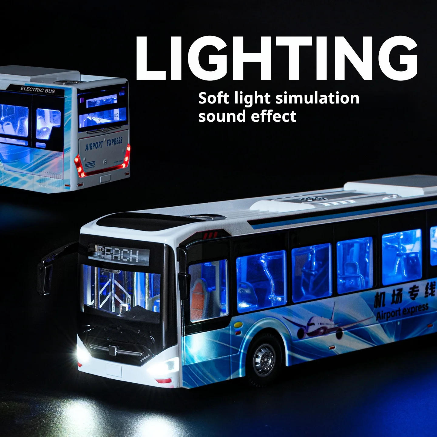 Nowy luksusowy autobus na energię alternatywną, model samochodu ze stopu, zabawka samochodowa z dźwiękiem i światłem, samochód na napędzie pull-back dla dzieci, prezent dla chłopców, kolekcjonerskie zabawki.