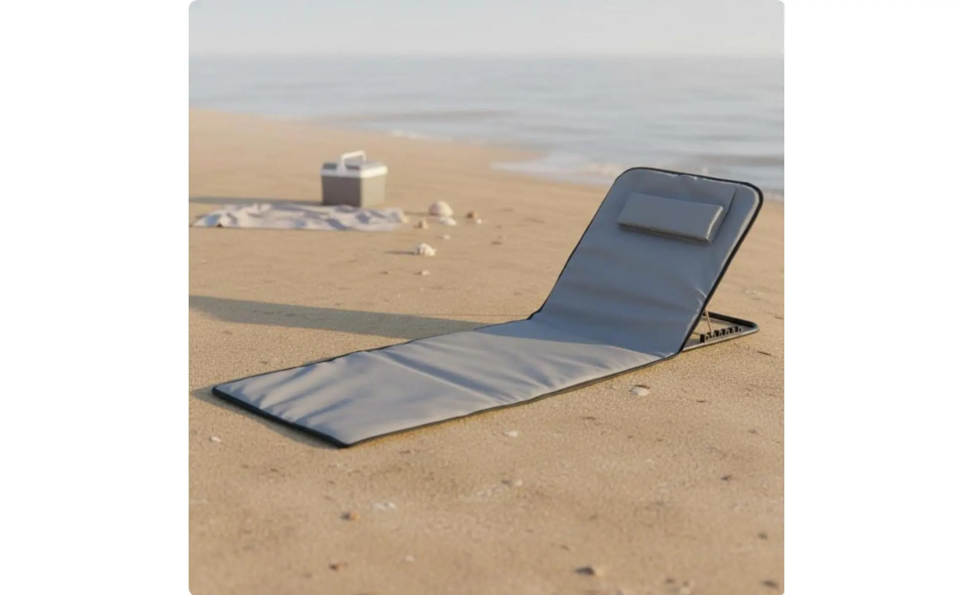 Portable Beach Lounger Foldable Folding Beach Lounger Adjustable Ground Chair Built-in Pillow Camping Floor Seat Storage Pocket