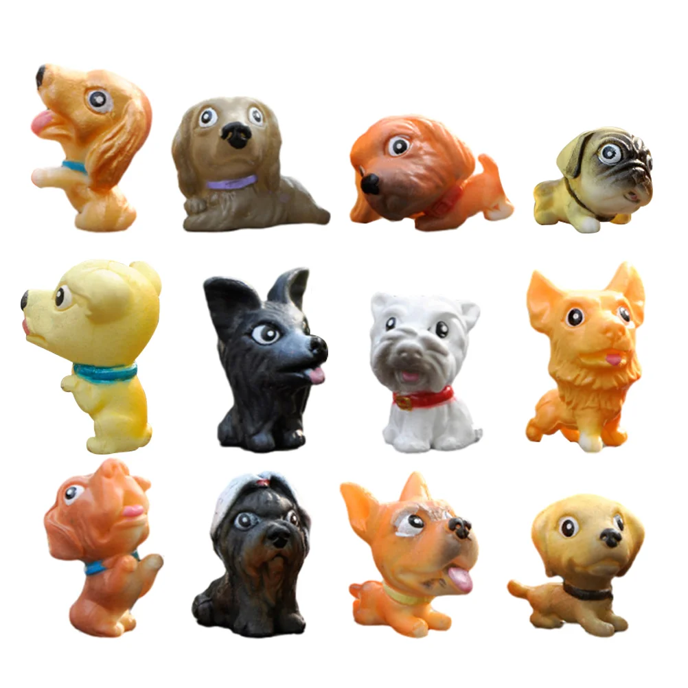 

12pcs Dog Miniature Figurines Realistic Animals Dog Mini Terrarium Crafts Ornaments Miniature Puppy Puppy Figurine