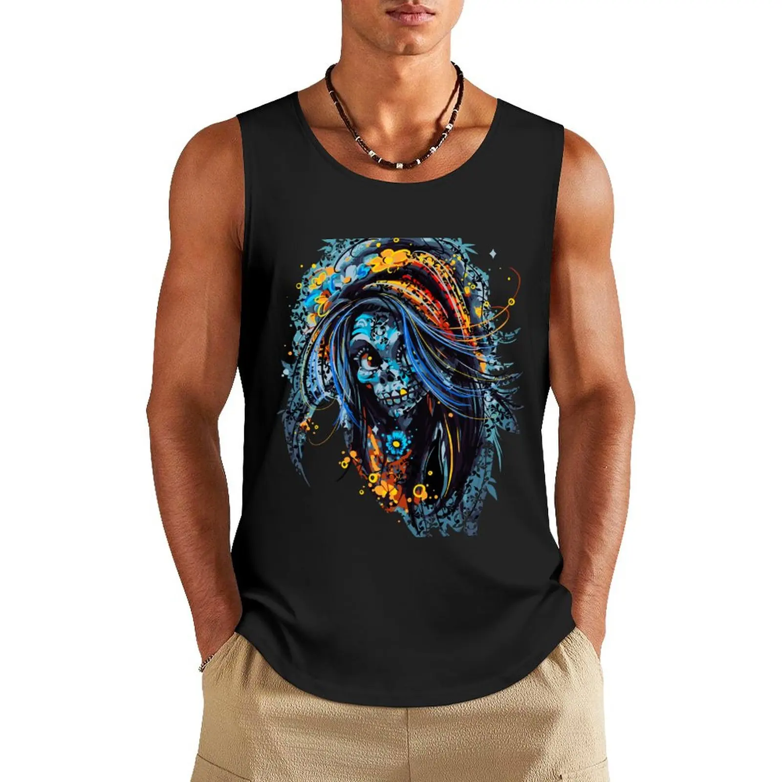 Woman calavera Tank Top Men's t-shirts Men's gym t-shirts t-shirts man